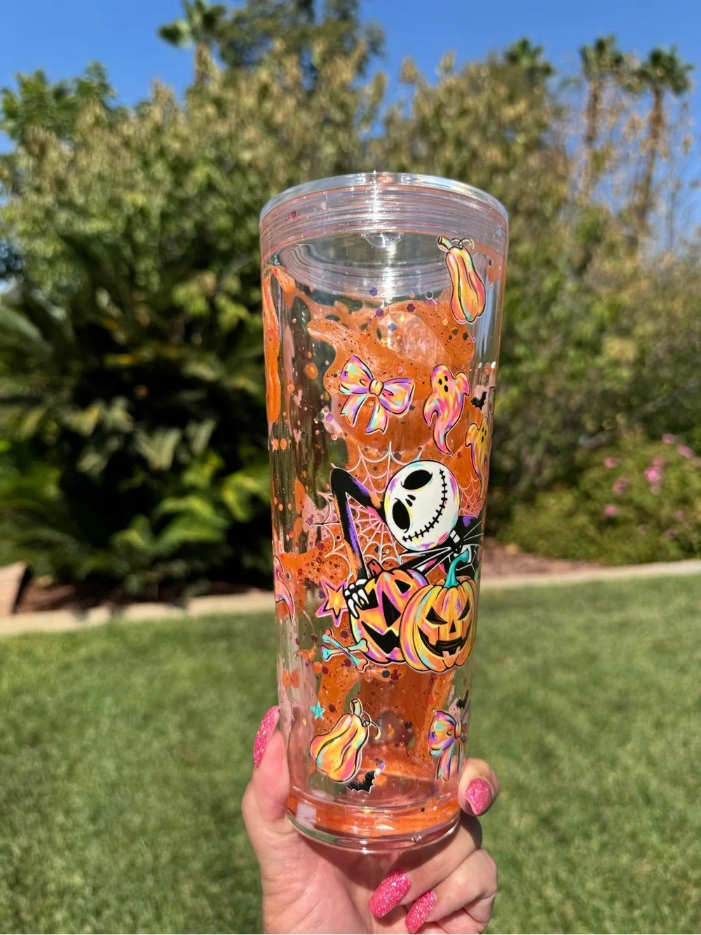 Jack skellington jelly snow globe tumbler 24oz